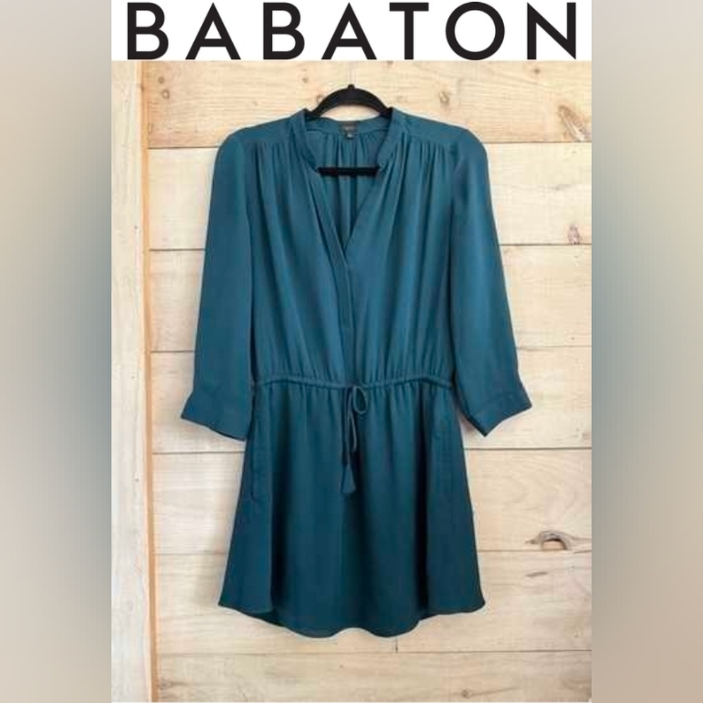 Aritza Babaton Bennett 100% Silk Mini Dress Teal GUC Size XS